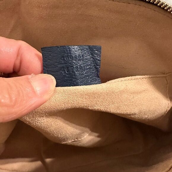 Gucci Navy Blue Leather Ophidia Dome Bag with Red Stripe - Picture 11 of 15